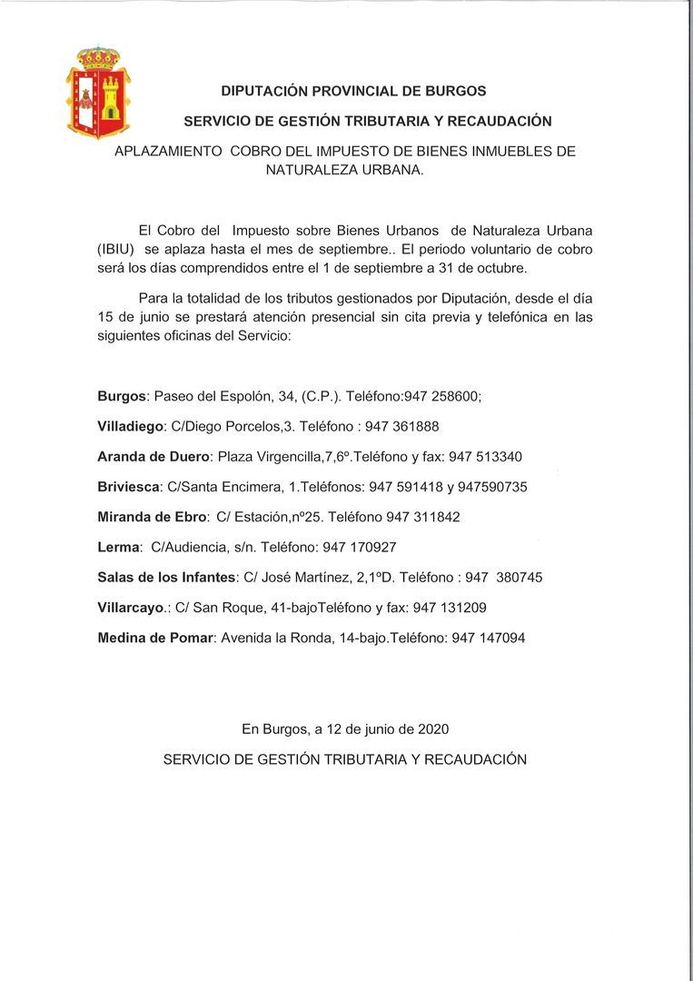 SERVICIO DE GESTION TRIBUTARIA Y RECAUDACION IBI 2020